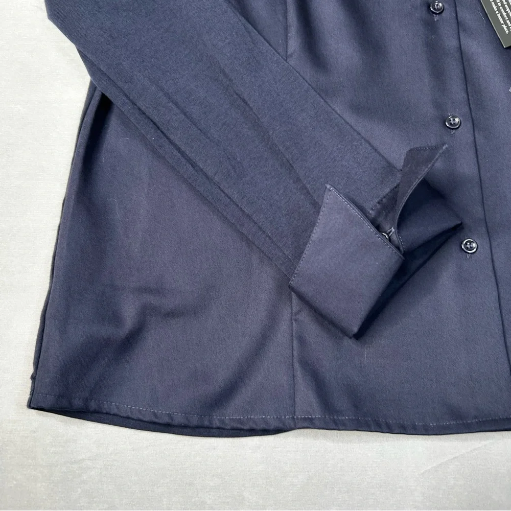 New Anatomie Womens Navy Alida Button Down Poplin Shirt Stretch Quick Dry Sz L - Picture 6 of 12